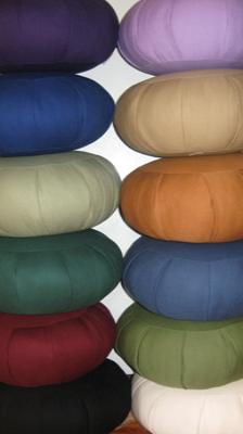 Zafu's are available im many colors, filled with Kapok or Buckwheat hulls.